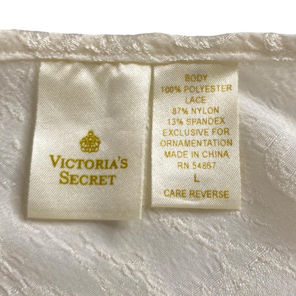 Victoria's Secret Maxi Slip Dress Gown Cream Sequin Lace Slit Large Y2K Coquette - Picture 3 of 15